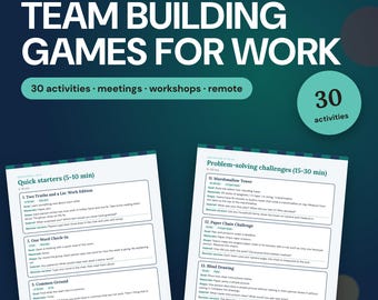 Team Building Games for Work, 30 Printable Activities, Meetings, Workshops, Facilitator Guide, Remote