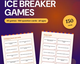 Ice Breaker Games, 30 Printable Icebreakers and 150 Question Cards, Meetings, Classroom, Youth Group