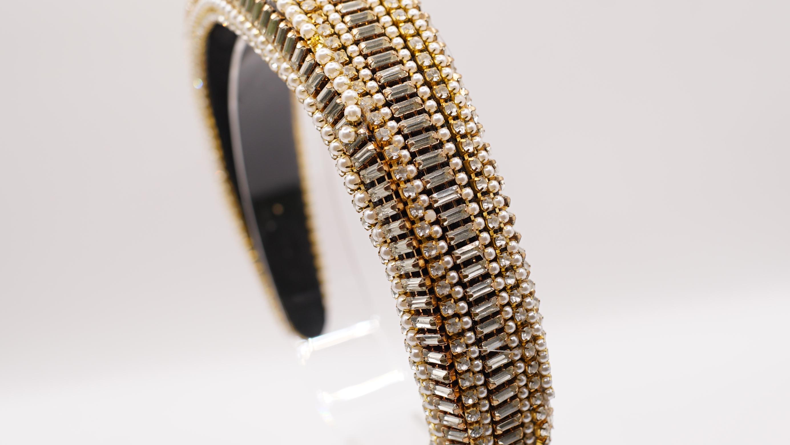 Gold and Ivory Wedding Crown | Luxury Padded Accessory 