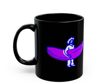 BANANA MAN Lets Go Crazy Edition Vintage Label Art | Black Ceramic Mug (11oz, 15oz)