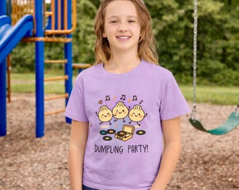 DUMPLING PARTY Youth Tee Cute Dim Sum Illustration