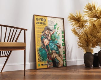 Póster de Gyro Zeppeli Steel Ball Run - Lámina decorativa de pared JoJo SBR Spin Golden Ratio