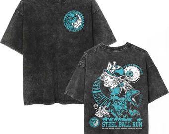 Camiseta lavada de Gyro Zeppeli Steel Ball Run - Camiseta de anime y manga de JoJo SBR