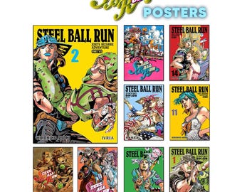 Paquete de pósteres de JoJo Steel Ball Run Parte 7 - 26 descargas digitales para pared (SBR Wall Art)