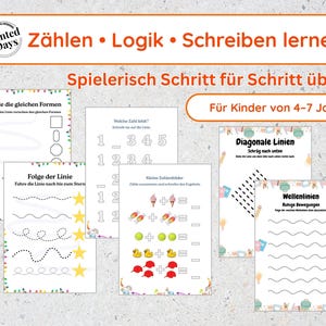 Vorschule Arbeitsblätter Bundle PDF – Zahlen Logik Schreiben lernen