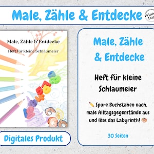 Druckbare Arbeitsblätter für Kinder | 30 Seiten | Zählen, Logik, Formen, Nachspuren | PDF-Download für Vorschule & Kindergarten