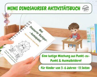 Dinosaur Mini Workbook | Coloring Pages for Kids | Printable A4 Learning Booklet | Instant PDF Download
