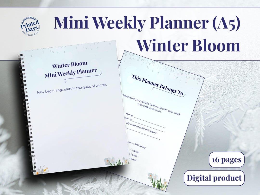 Mini Weekly Planner A5 | Printable PDF | 16 Pages | Undated | Simple ...
