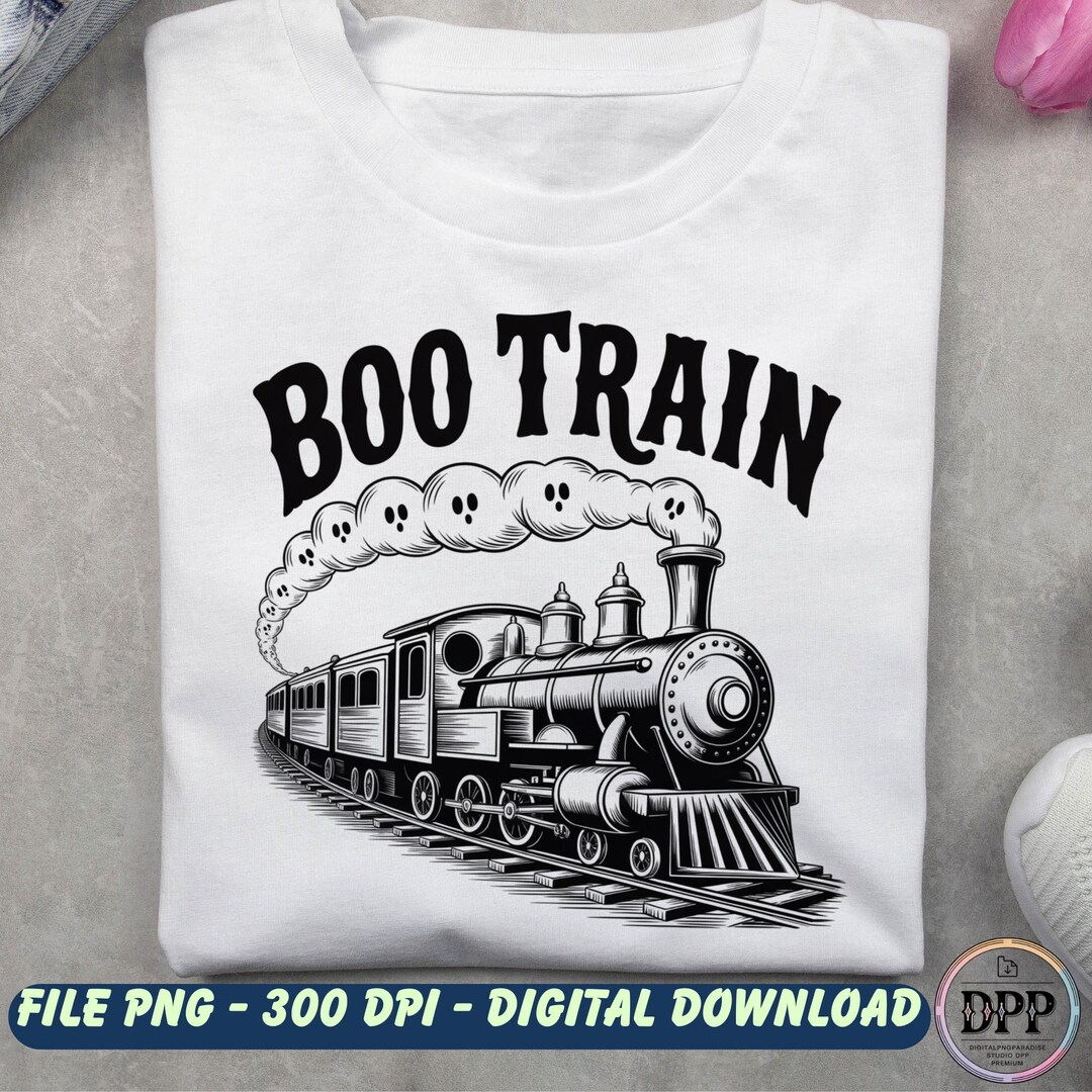 Boo Train Halloween Locomotive PNG | Vintage Ghost Smoke Retro ...