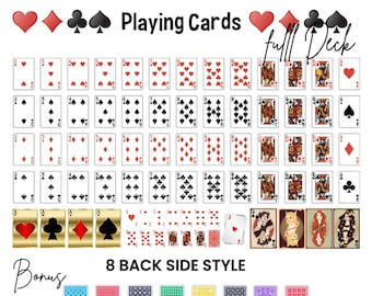 Playing Cards SVG, Full Deck, Card Suits Clipart (Instant Download)