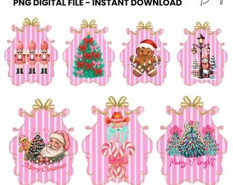 Brushstroke Pink Christmas PNG Bundle (Digital Download)