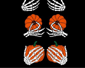 Skeleton Hands Pumpkin SVG Bundle, Halloween Cricut Silhouette Files (Digital Download)