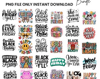 Bundle PNG Black Friday, conception de l'équipe de magasinage (téléchargement numérique)