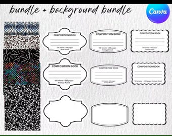 Composition Book Cover SVG, Notebook Label Template (Instant Download)