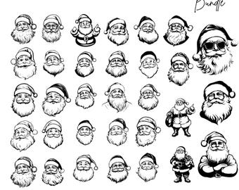 192 Santa Claus Clipart Bundle: Christmas PNG SVG (Digital Download)