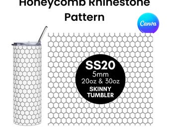 Honeycomb Rhinestone Template, 20oz 30oz Skinny Tumbler (Digital Download)