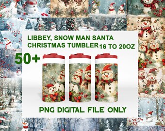 Christmas Libbey Wrap PNG Bundle: Weihnachtsmann, Schneemann (Digitaler Download)