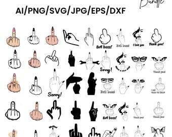 Middle Finger Dxf File Middle Finger Silhouette: SVG, DXF, PNG Files (digital Download) - Etsy