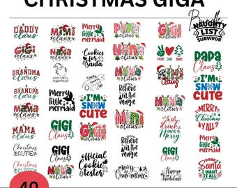 Christmas Mama Claus PNG Bundle, Gigi Nana Reindeer Designs (SVG)