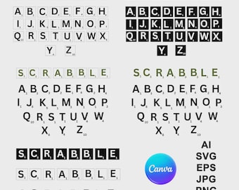 Scrabble Tiles Alphabet Letters Svg, Png, Clipart (Instant Download)