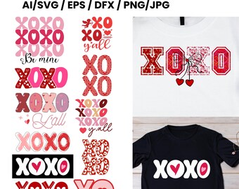 XOXO Bow Svg Png Bundle, Xoxo Svg, Valentine Bow Svg, Pink Coquette ...