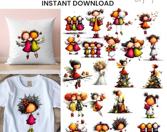 Whimsical Angels Clipart Sweet Baby Angel Graphics (Digital Download - 78 PNGs)