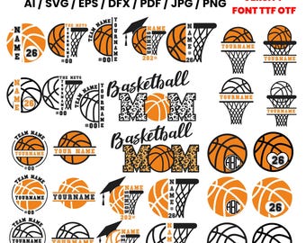 Nome personalizzato della squadra di basket SVG, mamma di basket PNG (download digitale)