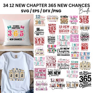 Retro New Years PNG: 12 New Chapters, 365 Chances (Digital Download)