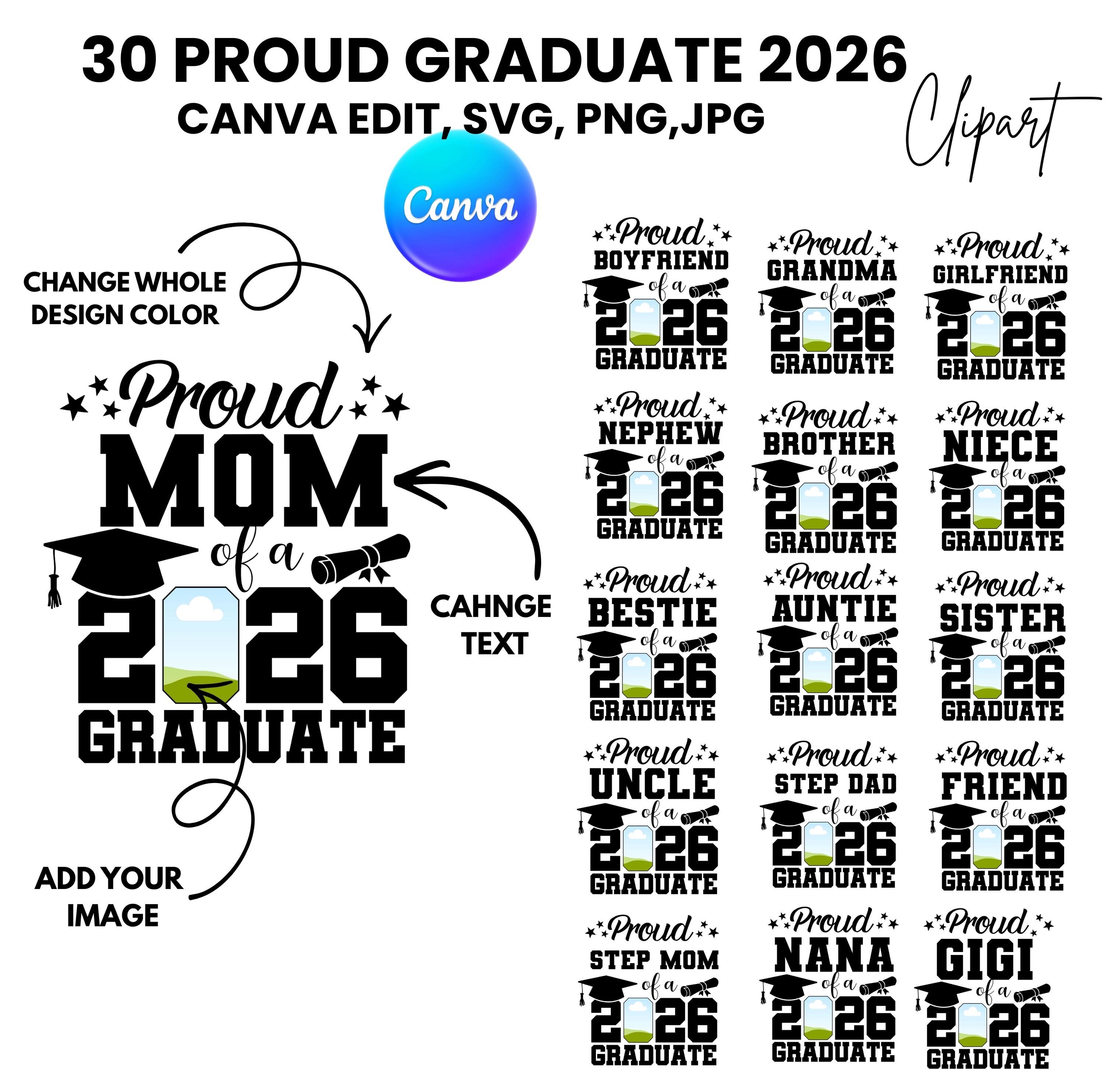 Proud Graduate 2026 SVG Bundle, Family Clipart (digital Download) - Etsy