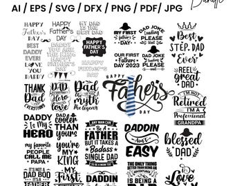 Paquete de diseños SVG para el Día del Padre, diseños para papás (descarga digital)
