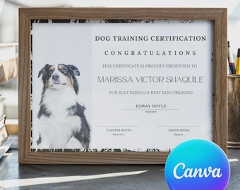 3 different style Dog Training Certificate Template: Editable Canva, Ready-to-Use PDF (Digital)