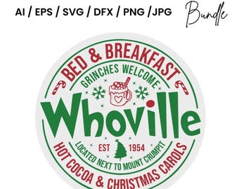 Whoville Bed & Breakfast Christmas SVG, PNG, PDF Cut File