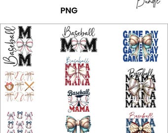 Retro Baseball Mama PNG, Checkered Bow Designs (Digital Download)