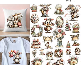 Clipart pasquali stravaganti: grafica primaverile (download digitale - 80 PNG)