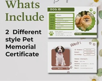 2 Verschiedene Stile Haustier-ID-Kartenvorlage: Canva Dog Tag Design (Digitaler Download)