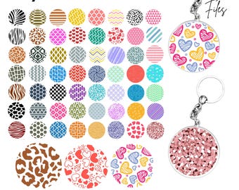 Retro Circle Pattern SVG Bundle, Keychain Designs (Digital Download)