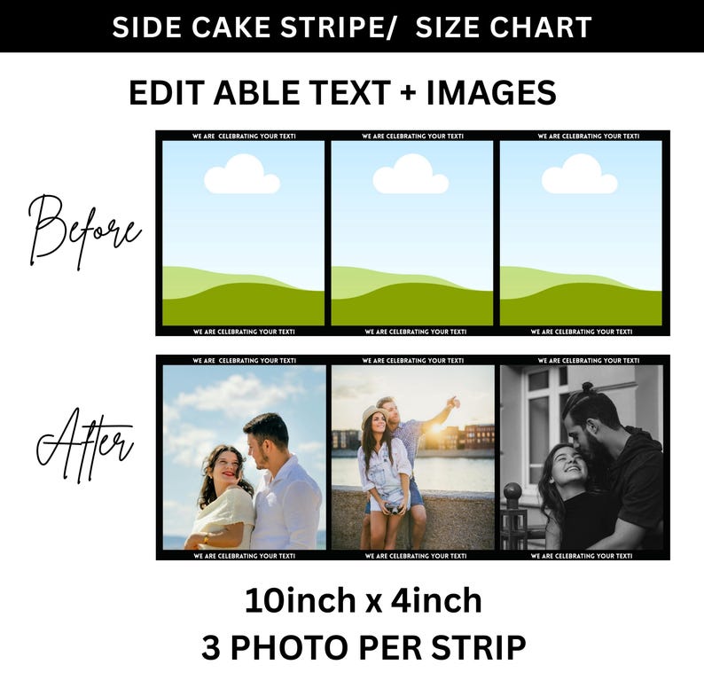 Editable Photo Collage Cake Wrap Template, Canva Edit (digital Download ...