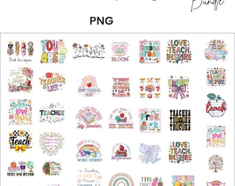 Teacher Life PNG Bundle, Teach Love Inspire (Digital Download)