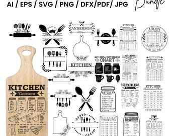 Kitchen Conversion Chart SVG: Decorative Kitchen Sign, Cricut Cut File (Digital Download)
