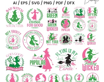 Wicked Film SVG Mega Bundle, Witchy Halloween Designs (Digitaler Download)