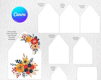 Customizable Envelope Liner Template: DIY Printable Canva Design (8 Sizes) (Digital Download)