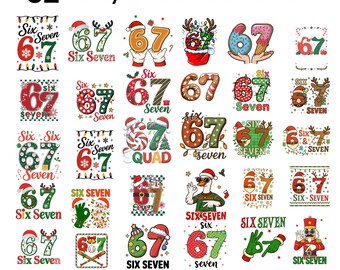 Funny Christmas Six Seven PNG Bundle, Gen Alpha Meme Designs (Digital Download)