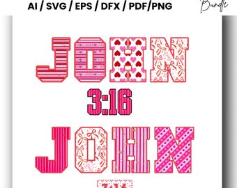 John 3:16 Varsity SVG, Christian Valentine (Digital Download)