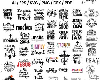 Paquete de archivos SVG de Jesús, Cruz religiosa, Cita bíblica (Descarga digital)