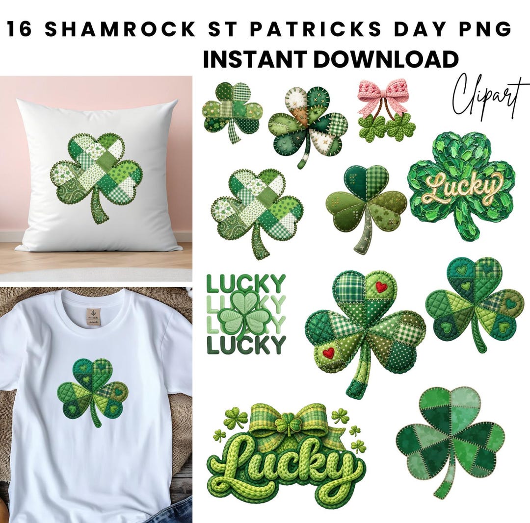 Patchwork Shamrock PNG, St Patricks Day Clipart (digital Download 300 ...