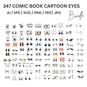 Cartoon Eyes SVG Bundle: Comic, Googly Eyes Cut Files (Digital Download)
