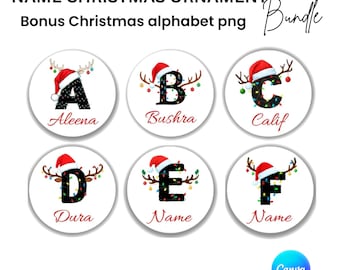Christmas Alphabet PNG: Santa Initial, Ornament Design (Digital Download)