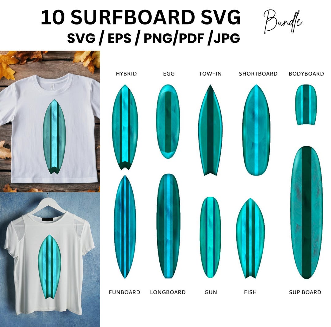 Surfboard SVG Bundle, Beach, Wave, Summer Clipart (digital Download) - Etsy