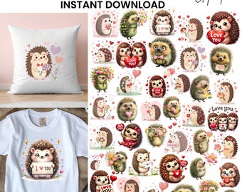 Valentine's Day Hedgehog Clipart: Whimsical Graphics (Digital Download - 89 PNGs)