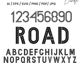 Race Track Alphabet, Road Letters and Numbers (Digital Download)